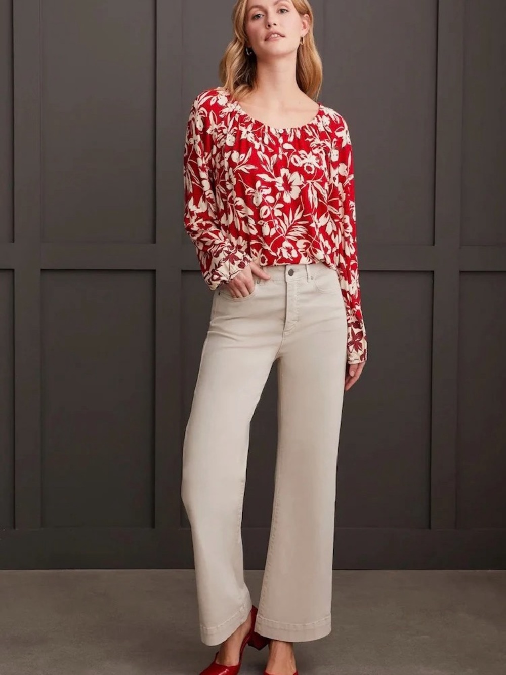 Tribal Wide-Leg Jeans in Frost Grey (light khaki)